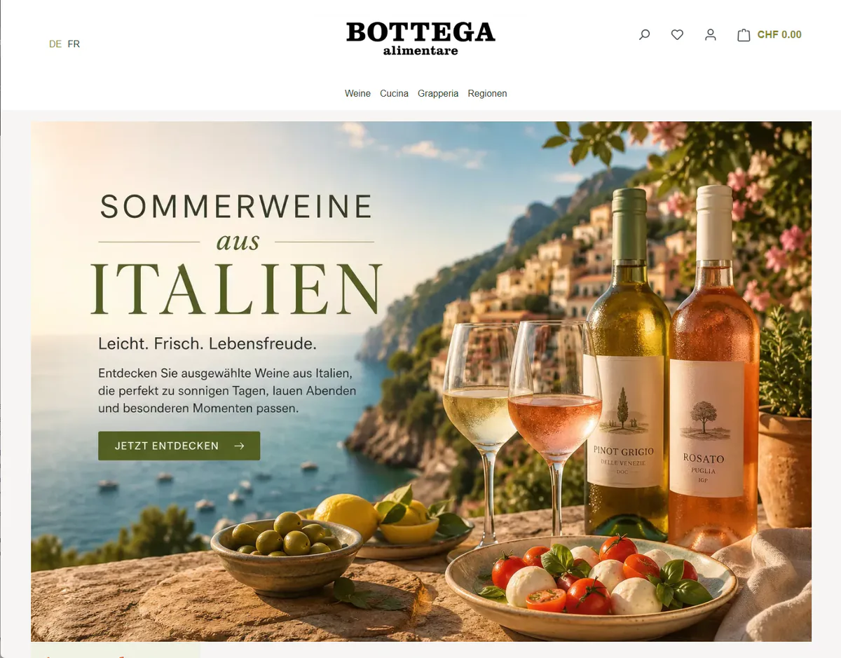 Startseite von bottega.ch