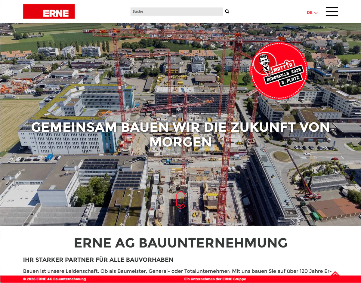 Startseite von ERNE